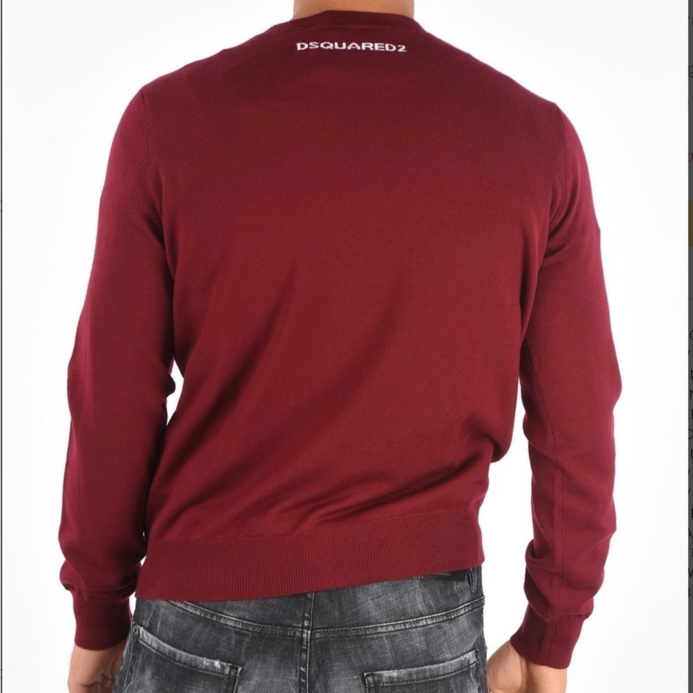 DSQUARED2 Maxi Logo Unisex Burgundy Jumper Knit Sweater Pullover​​​​​​​ - Picture 4 of 11